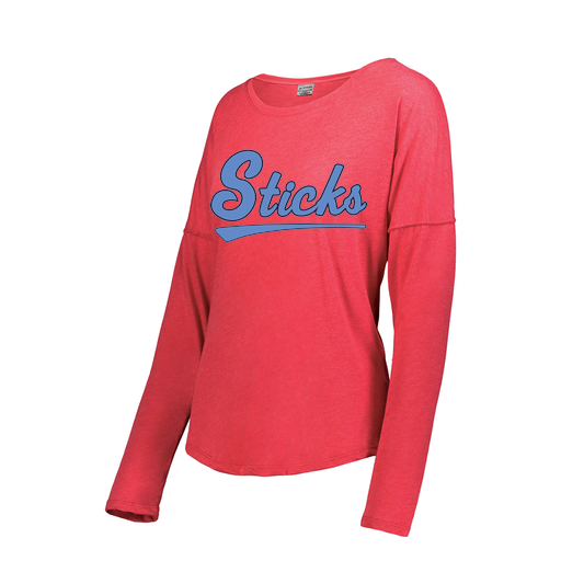 [FTLCUBRD-FAS-LOGO2] Ladies LS Ultra-blend T-Shirt (Female Adult S, Red, Logo 2)