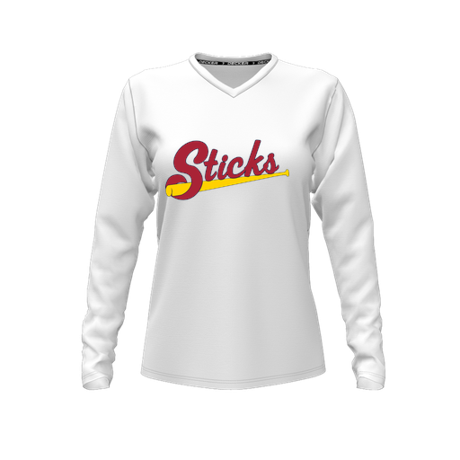 [CUS-DFW-TEES-CMF-VNK-LSL-WHT-FYXS-LOGO1] Comfort T-Shirt (Female Youth XS, White, V Neck, Logo 1, Long Sleeve)