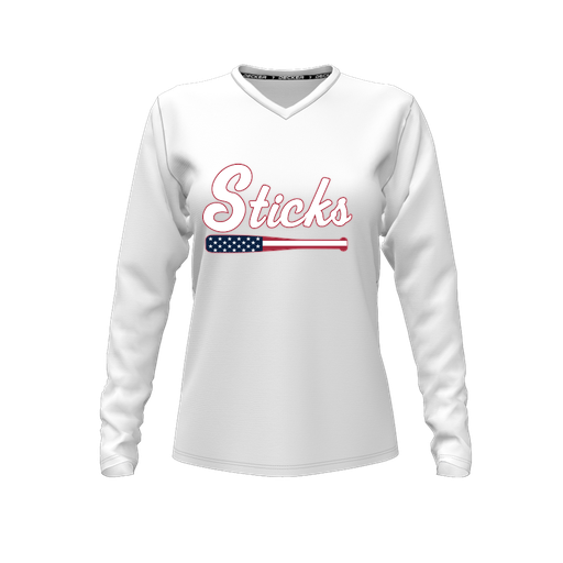 [CUS-DFW-TEES-CMF-VNK-LSL-WHT-FYXS-LOGO3] Comfort T-Shirt (Female Youth XS, White, V Neck, Logo 3, Long Sleeve)