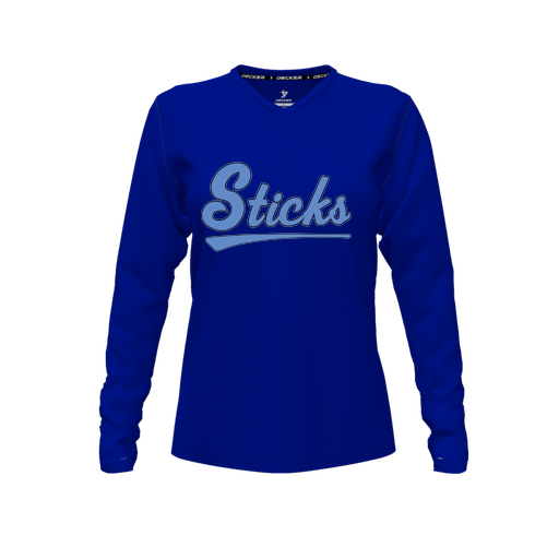 [CUS-DFW-TEES-CMF-VNK-LSL-RYL-FYXS-LOGO2] Comfort T-Shirt (Female Youth XS, Royal, V Neck, Logo 2, Long Sleeve)