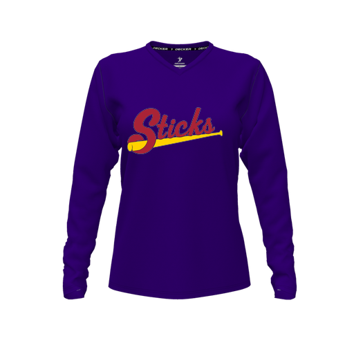 [FTLVCFPP-FYXS-LOGO1] Decker Comfort T-Shirt (Female Youth XS, Purple, V Neck, Logo 1, Long Sleeve)