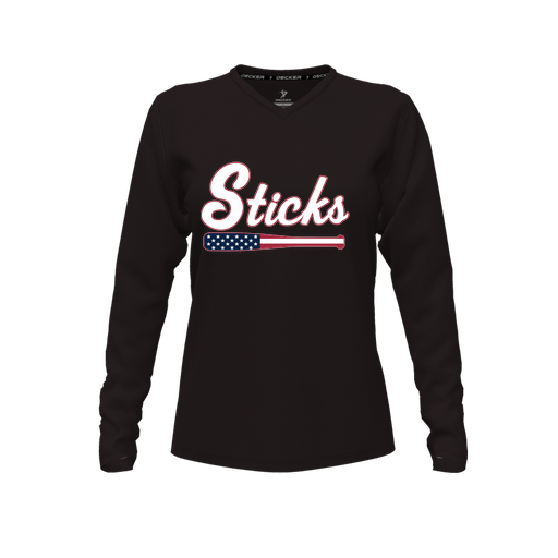 [CUS-DFW-TEES-PER-VNK-LSL-BLK-FYXS-LOGO3] Performance T-Shirt (Female Youth XS, Black, V Neck, Logo 3, Long Sleeve)