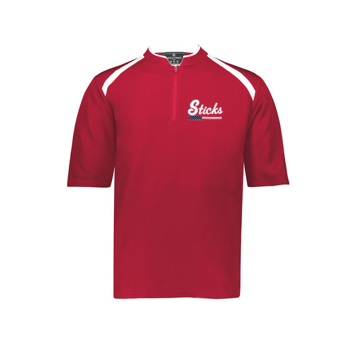 [229581-AS-RED-LOGO3] Men's Dugout Short Sleeve Pullover (Adult S, Red, Logo 3)