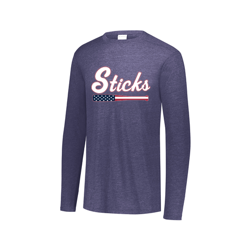 [FTLCUBNV-AXS-LOGO3] Decker Men's Tri-Blend T-Shirt - Long Sleeve (Adult XS, Navy, Logo 3)