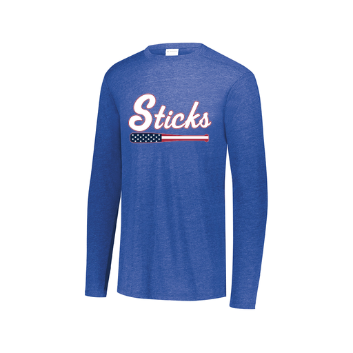 [FTLCUBRY-AXS-LOGO3] Decker Men's Tri-Blend T-Shirt - Long Sleeve (Adult XS, Royal, Logo 3)