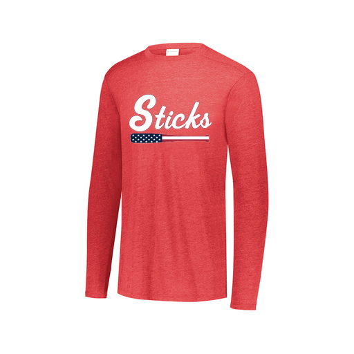 [FTLCUBRD-AXS-LOGO3] Decker Men's Tri-Blend T-Shirt - Long Sleeve (Adult XS, Red, Logo 3)