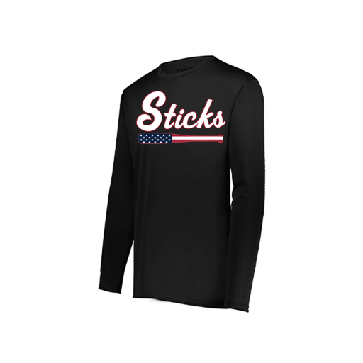 [222823.080.S-LOGO3] Youth LS Smooth Sport Shirt (Youth S, Black, Logo 3)