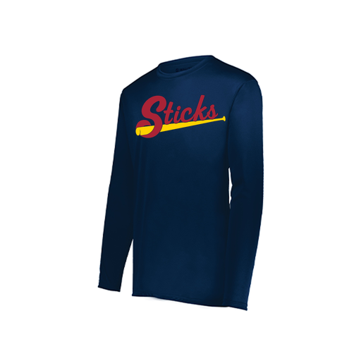 [222823.065.S-LOGO1] Youth LS Smooth Sport Shirt (Youth S, Navy, Logo 1)