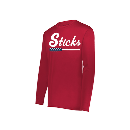 [222823.083.S-LOGO3] Youth LS Smooth Sport Shirt (Youth S, Red, Logo 3)