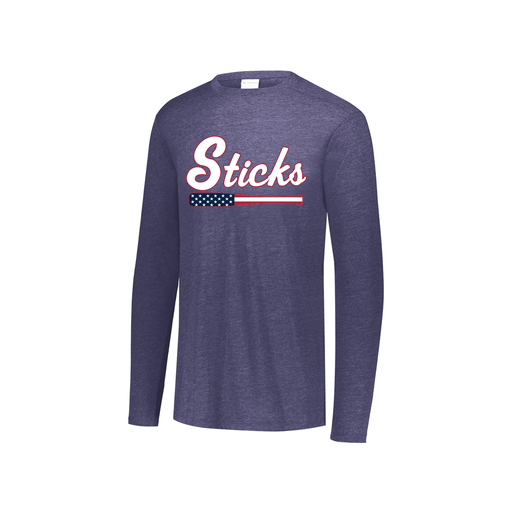 [FTLCUBNV-YS-LOGO3] Decker Youth Tri-Blend T-Shirt - Long Sleeve (Youth S, Navy, Logo 3)