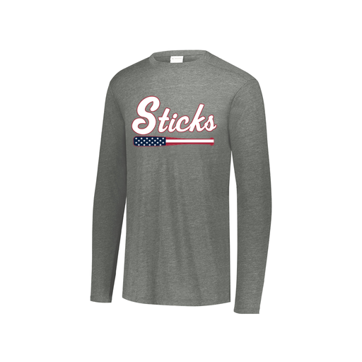 [FTLCUBGY-YS-LOGO3] Decker Youth Tri-Blend T-Shirt - Long Sleeve (Youth S, Gray, Logo 3)