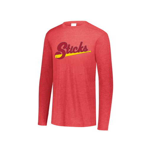 [FTLCUBRD-YS-LOGO1] Decker Youth Tri-Blend T-Shirt - Long Sleeve (Youth S, Red, Logo 1)