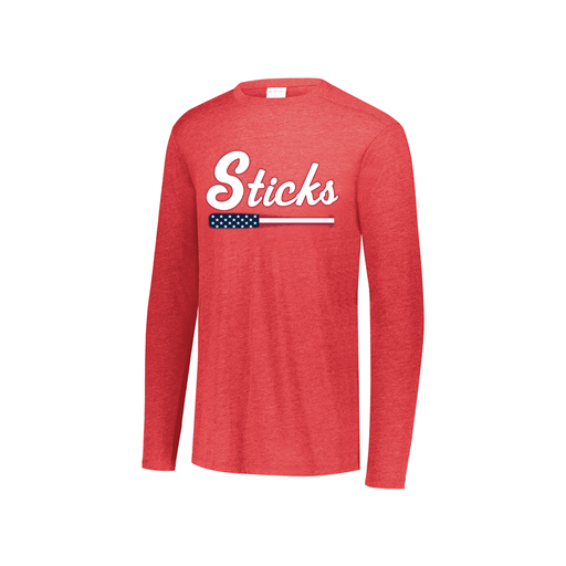 [FTLCUBRD-YS-LOGO3] Decker Youth Tri-Blend T-Shirt - Long Sleeve (Youth S, Red, Logo 3)