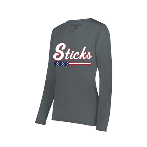 [222824.059.S-LOGO3] Ladies LS Smooth Sport Shirt (Female Adult S, Gray, Logo 3)