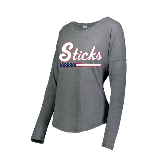 [FTLCUBGY-FAS-LOGO3] Decker Women's Tri-Blend T-Shirt - Long Sleeve (Female Adult S, Gray, Logo 3)