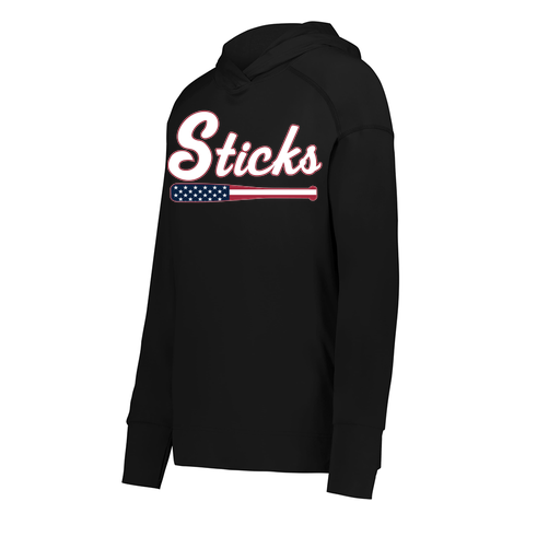 [222798.080.XS-LOGO3] Ladies Ventura Thin Knit Hoodie (Female Adult XS, Black, Logo 3)